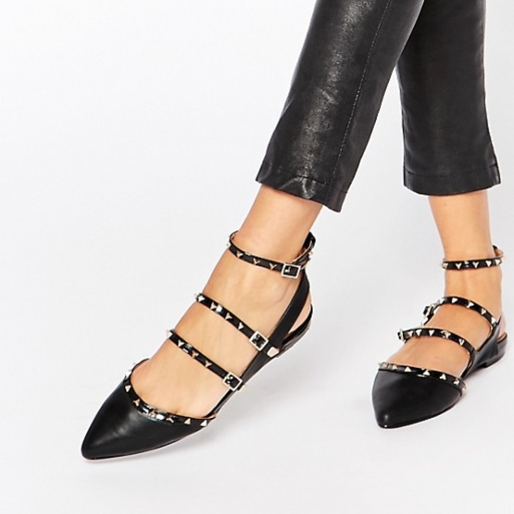ALDO Zerah Black Studded Flat Black Shoes